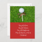 Golfkerst met golfbal en t-shirt met lint feestdagenkaart (Voorkant / Achterkant)