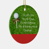 Golfkerst met golfbal en t-shirt met lint keramisch ornament (Rechts)