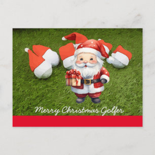 Golfkerst met golfbal Santa Claus pet Briefkaart