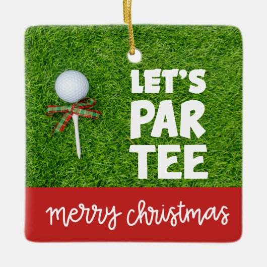 Golfkerst met golfbal t-shirt Laten we T-shirt mak Keramisch Ornament (Voorkant)