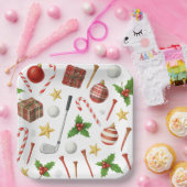 Golfkerst met golfballen en golfuitrusting papieren bordje (Feest)