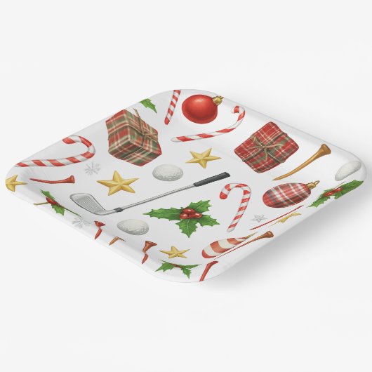 Golfkerst met golfballen en golfuitrusting papieren bordje (Gebogen)