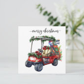Golfkerst met Golfkar en golftas Feestdagenkaart (Staand voorkant)