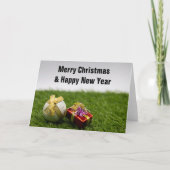 Golfkerst met gouden lint golfcadeaus kaart (Voorkant)