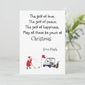 Golfkerst met kerstcadeautje voor kerstcadeaufeest feestdagenkaart (Staand voorkant)