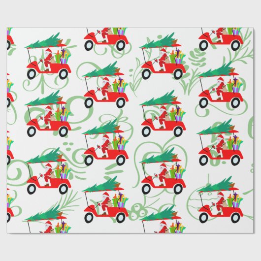 Golfkerst met kerstman cadeaupapier (Vlak)