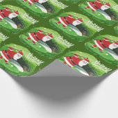 Golfkerst met kerstman en golfballen cadeaupapier (Hoek)