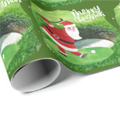 Golfkerst met kerstman en golfballen cadeaupapier (Rol Hoek)