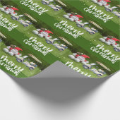 Golfkerst met kerstman en golfballen cadeaupapier (Hoek)