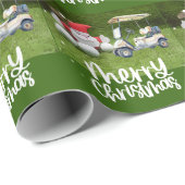 Golfkerst met kerstman en golfballen cadeaupapier (Rol Hoek)