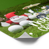 Golfkerst met kerstman en golfballen poster (Hoek)