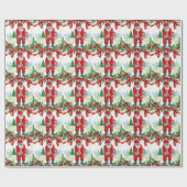 Golfkerst met kerstman en hond cadeaupapier (Vlak)