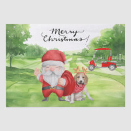 Golfkerst met kerstman en hondenwand tissuepapier