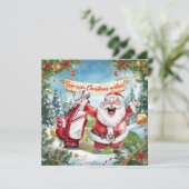 Golfkerst met kerstman feestdagenkaart (Staand voorkant)