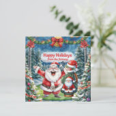 Golfkerst met kerstman feestdagenkaart (Staand voorkant)