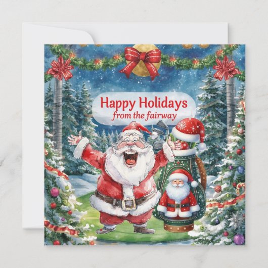 Golfkerst met kerstman feestdagenkaart (Voorkant)