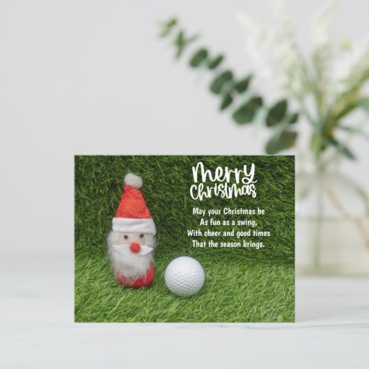 Golfkerst met kerstman feestdagenkaart (Staand voorkant)