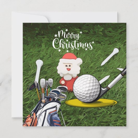 Golfkerst met kerstman feestdagenkaart (Voorkant)