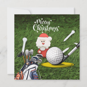 Golfkerst met kerstman feestdagenkaart