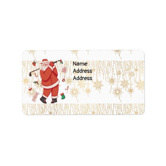 Golfkerst met kerstman Golfing grappig Etiket (Voorkant)