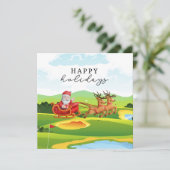 Golfkerst met kerstman Prettige feestdagen Feestdagenkaart (Staand voorkant)