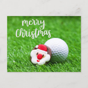 Golfkerst met kerstman voor golfer feestdagenkaart