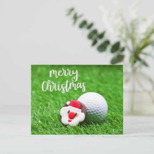 Golfkerst met kerstman voor golfer feestdagenkaart (Staand voorkant)