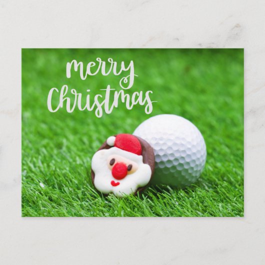 Golfkerst met kerstman voor golfer feestdagenkaart (Voorkant)