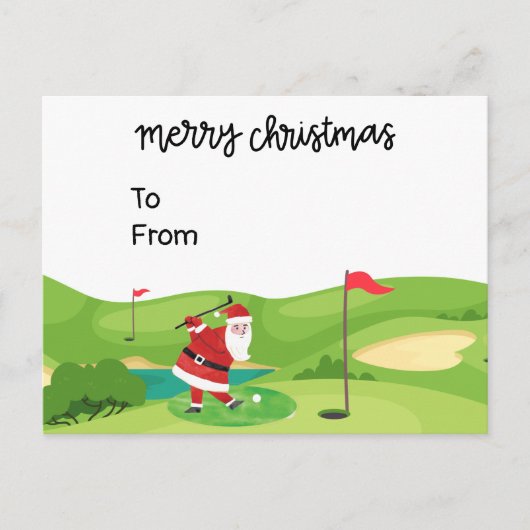 Golfkerst met kerstman voor golfer grappig briefkaart (Voorkant)