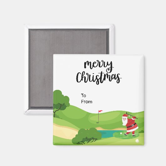 Golfkerst met kerstman voor golfer grappig magneet (Voorkant / Achterkant)