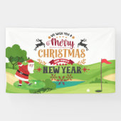 Golfkerst met kerstman voor golfer grappig spandoek (Horizontaal)