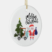 Golfkerst met kerstman voor Golfer Keramisch Ornament (Rechts)