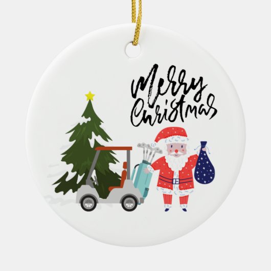 Golfkerst met kerstman voor Golfer Keramisch Ornament (Voorkant)