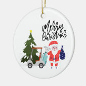 Golfkerst met kerstman voor Golfer Keramisch Ornament (Links)
