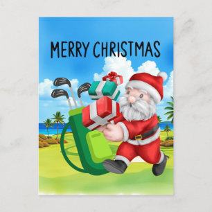 Golfkerst met Santa Claus Golfer Feestdagenkaart