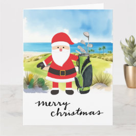 Golfkerst met Santa Claus Golfer Kaart