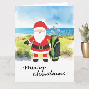 Golfkerst met Santa Claus Golfer Kaart