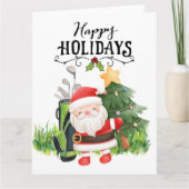 Golfkerst met Santa Claus Golfer Kaart (Voorkant)