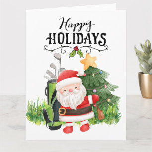 Golfkerst met Santa Claus Golfer Kaart