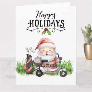 Golfkerst met Santa Claus Golfer Kaart