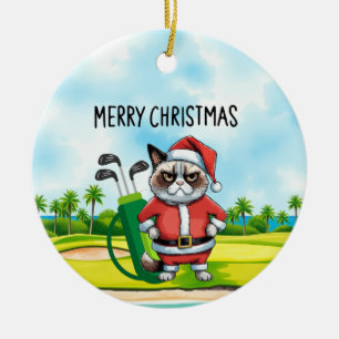 Golfkerst met Santa Claus Golfer Keramisch Ornament