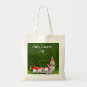 Golfkerst met Snowman en golfballen Santa Tote Bag