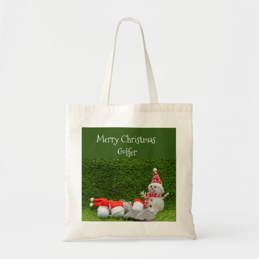 Golfkerst met Snowman en golfballen Santa Tote Bag (Voorkant)