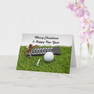 Golfkerst & nieuwjaar met golfbal en t-shirt kaart