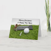 Golfkerst & nieuwjaar met golfbal en t-shirt kaart (Voorkant)