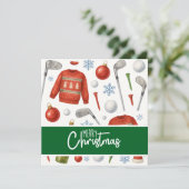 Golfkerst thema met trui voor golfer feestdagenkaart (Staand voorkant)