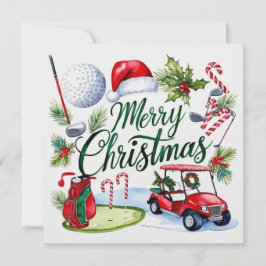 Golfkerst thema voor Golfer waterverf Feestdagenkaart