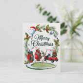 Golfkerst thema voor Golfer waterverf Feestdagenkaart (Staand voorkant)