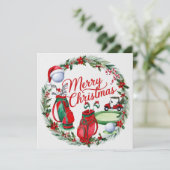 Golfkerst thema voor Golfer waterverf Feestdagenkaart (Staand voorkant)