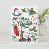 Golfkerst thema voor Golfer waterverf Feestdagenkaart (Staand voorkant)